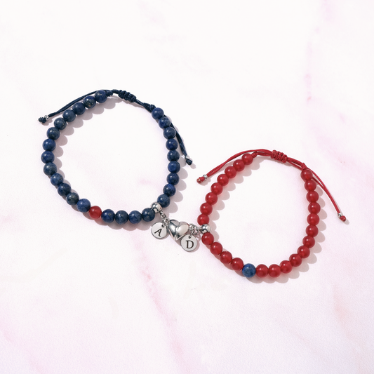 Pack - Pulseras Distancia -Lapislázuli & Agata Roja - Personalizadas