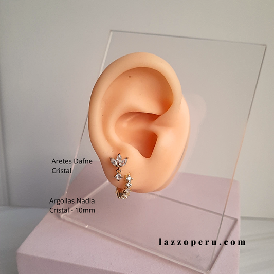 Aretes Dafne - Gold - 7x11mm - Cristal