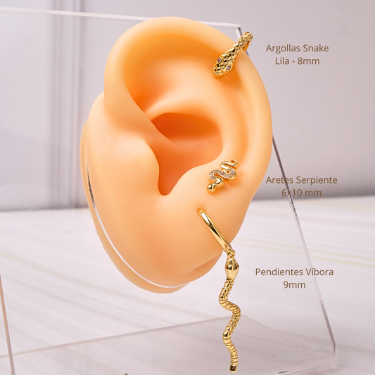 Aretes Serpiente - Gold - 10x6mm