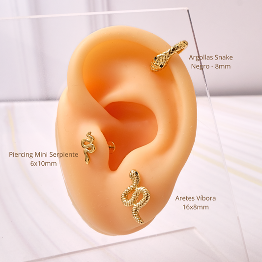 Aretes Víbora - Gold - 16x8mm