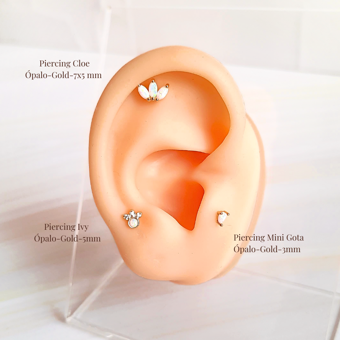 Piercing Mini Gota - Ópalo - Gold - 3mm