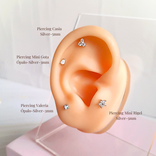 Piercing Mini Gota - Ópalo - Silver - 3mm