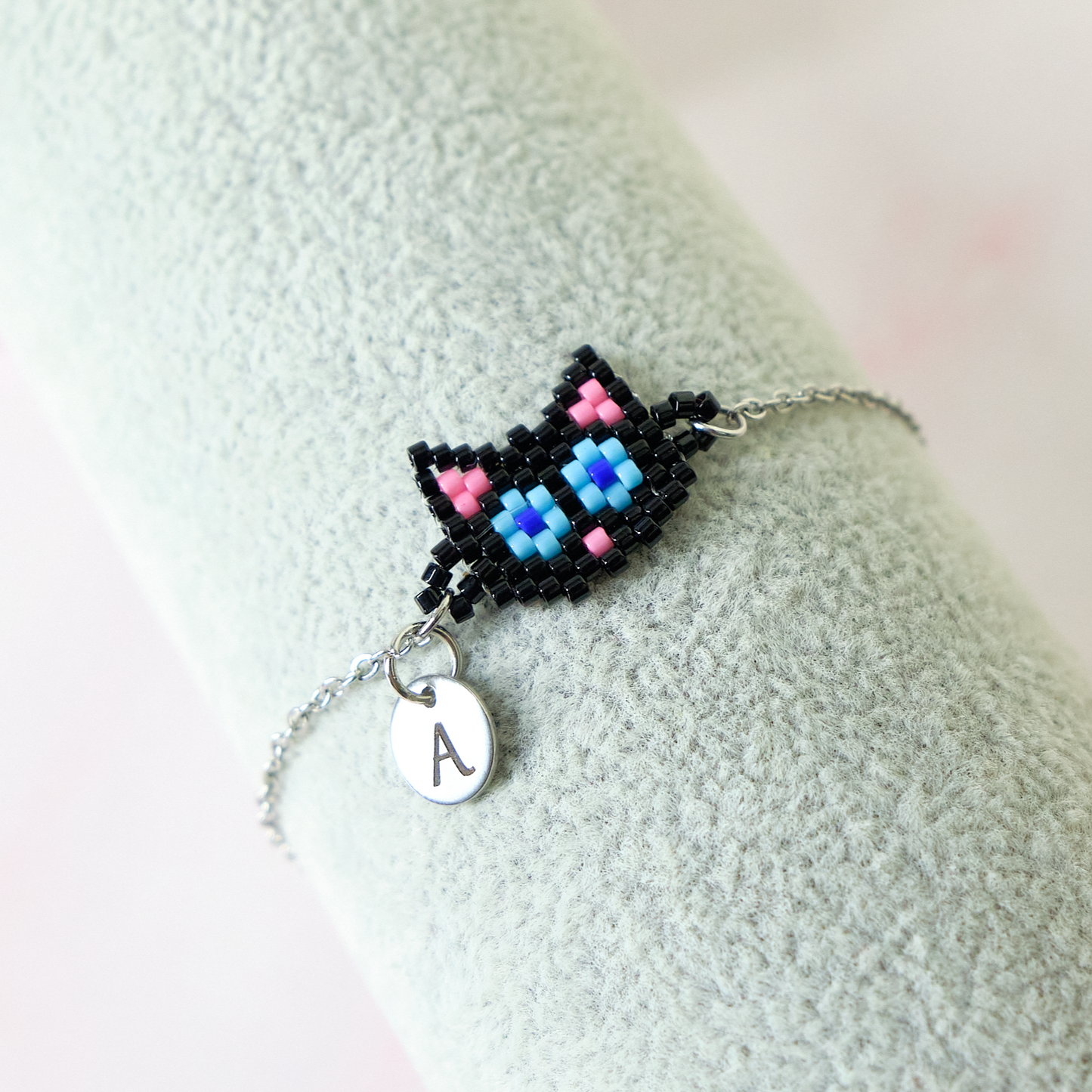 Pulsera Miyuki Gato Negro -  Personalizada