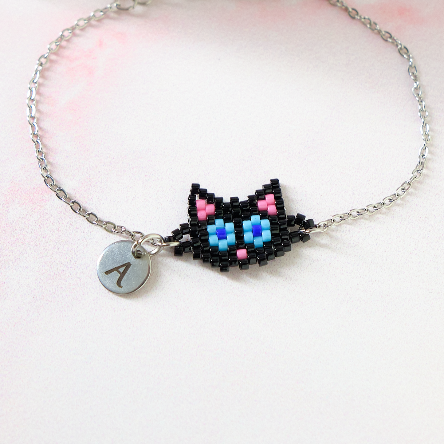Pulsera Miyuki Gato Negro -  Personalizada