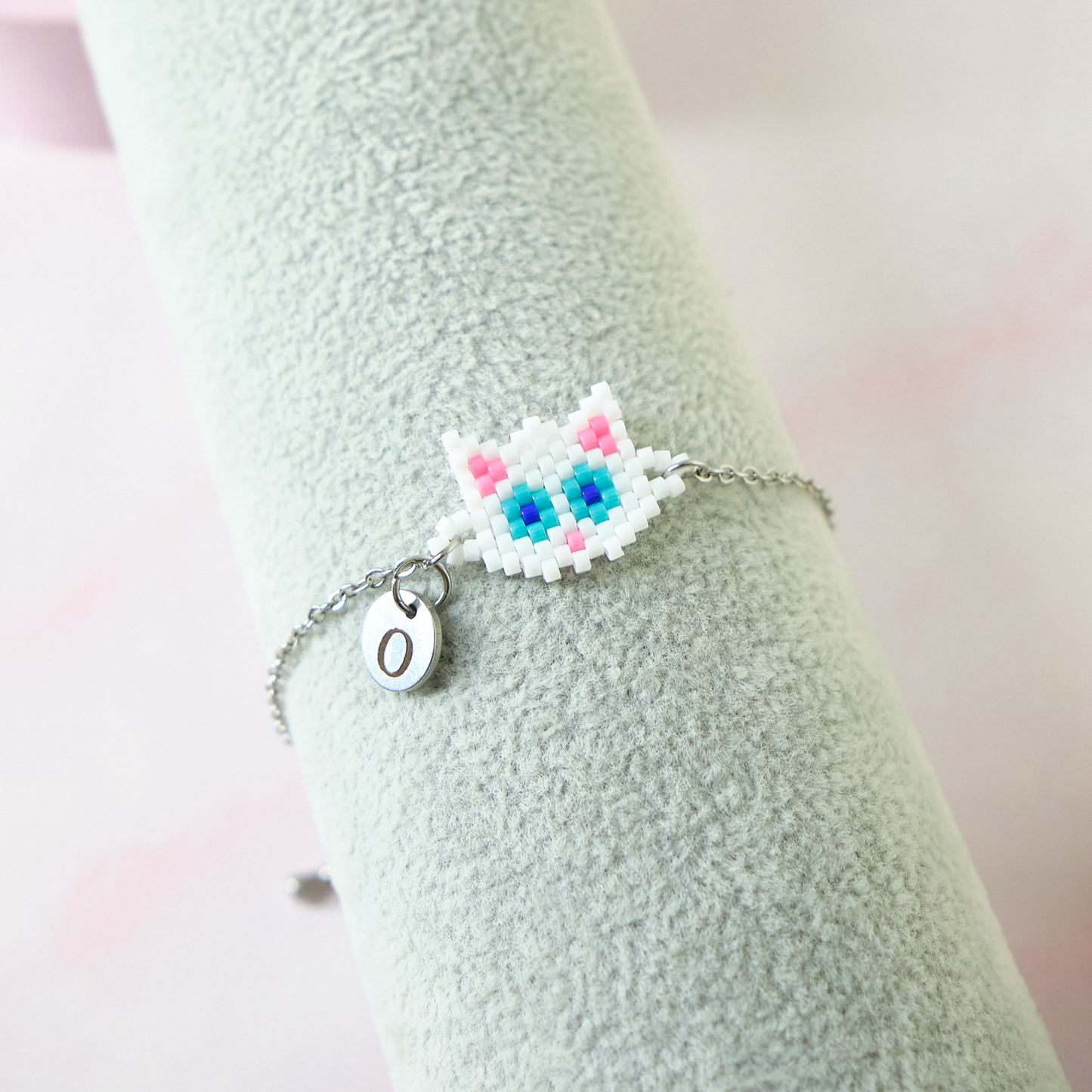 Pulsera Miyuki Gato Blanco -  Personalizada