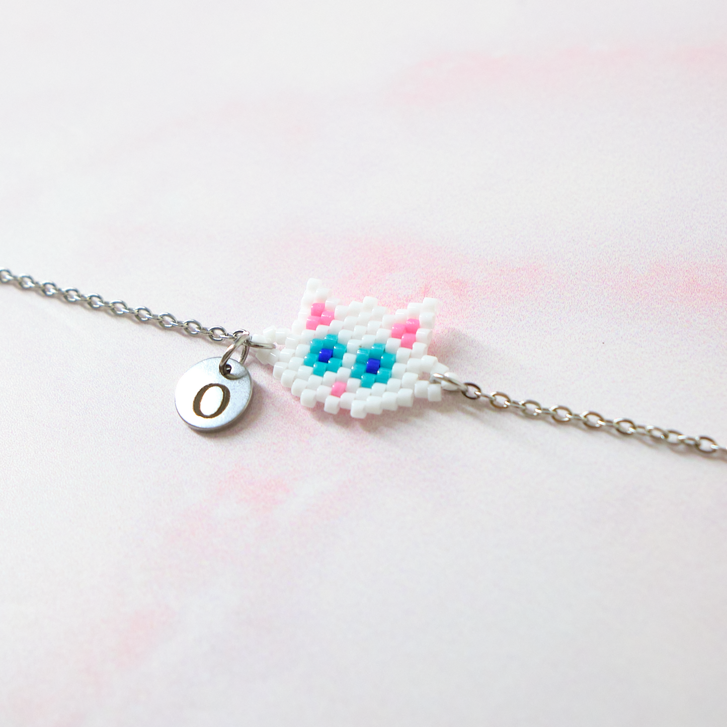 Pulsera Miyuki Gato Blanco -  Personalizada