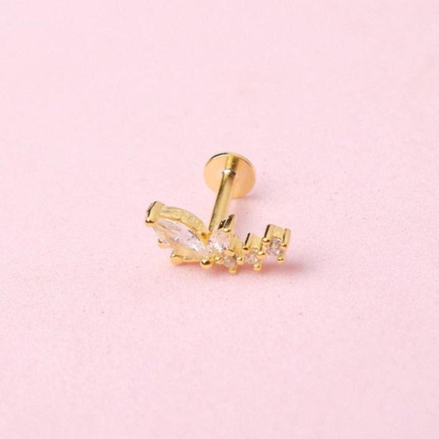 Piercing Monarca - Cristal - Gold - 10x5mm