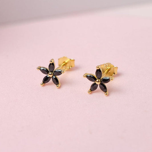 Aretes Lila - Gold - 7mm - Negro