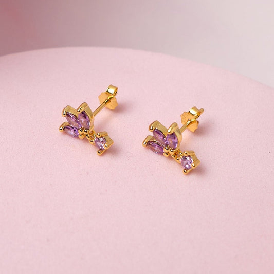 Aretes Dafne - Gold - 7x11mm - Lila