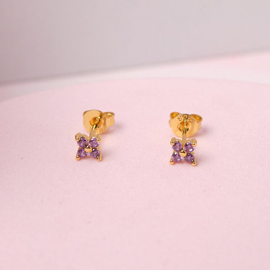 Aretes Iris - Gold - 4mm - Lila