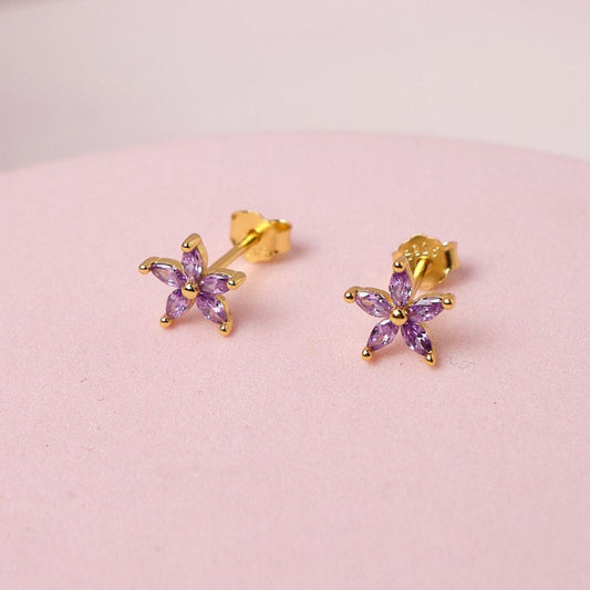 Aretes Lila - Gold - 7mm - Lila