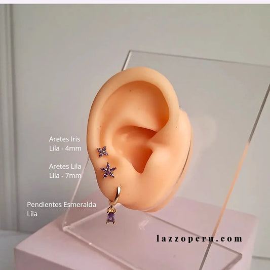 Aretes Iris - Gold - 4mm - Lila