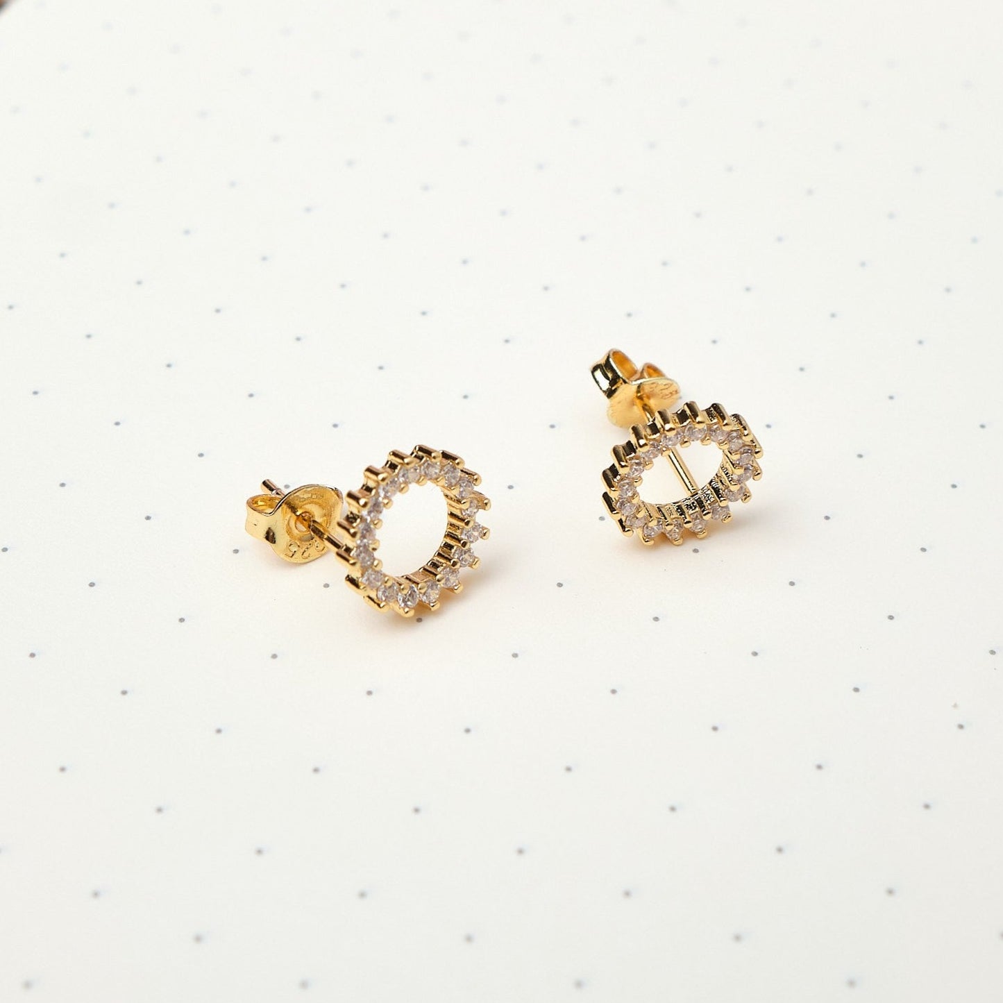 Aretes Sol - Cristal - Gold - 9 mm