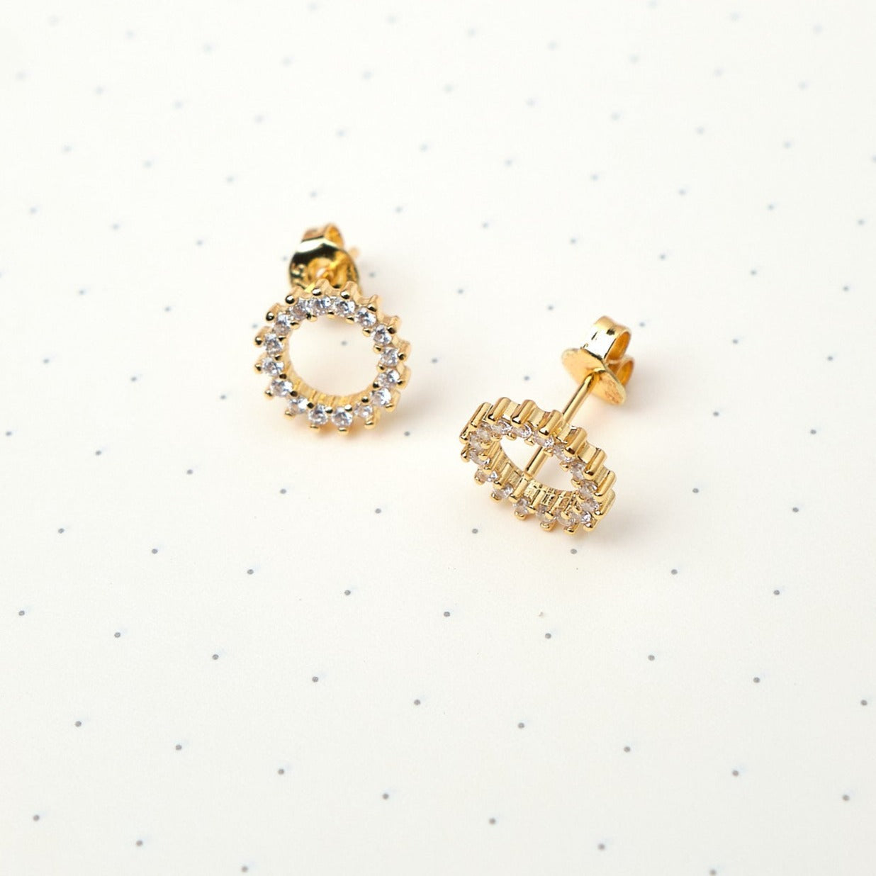 Aretes Sol - Cristal - Gold - 9 mm