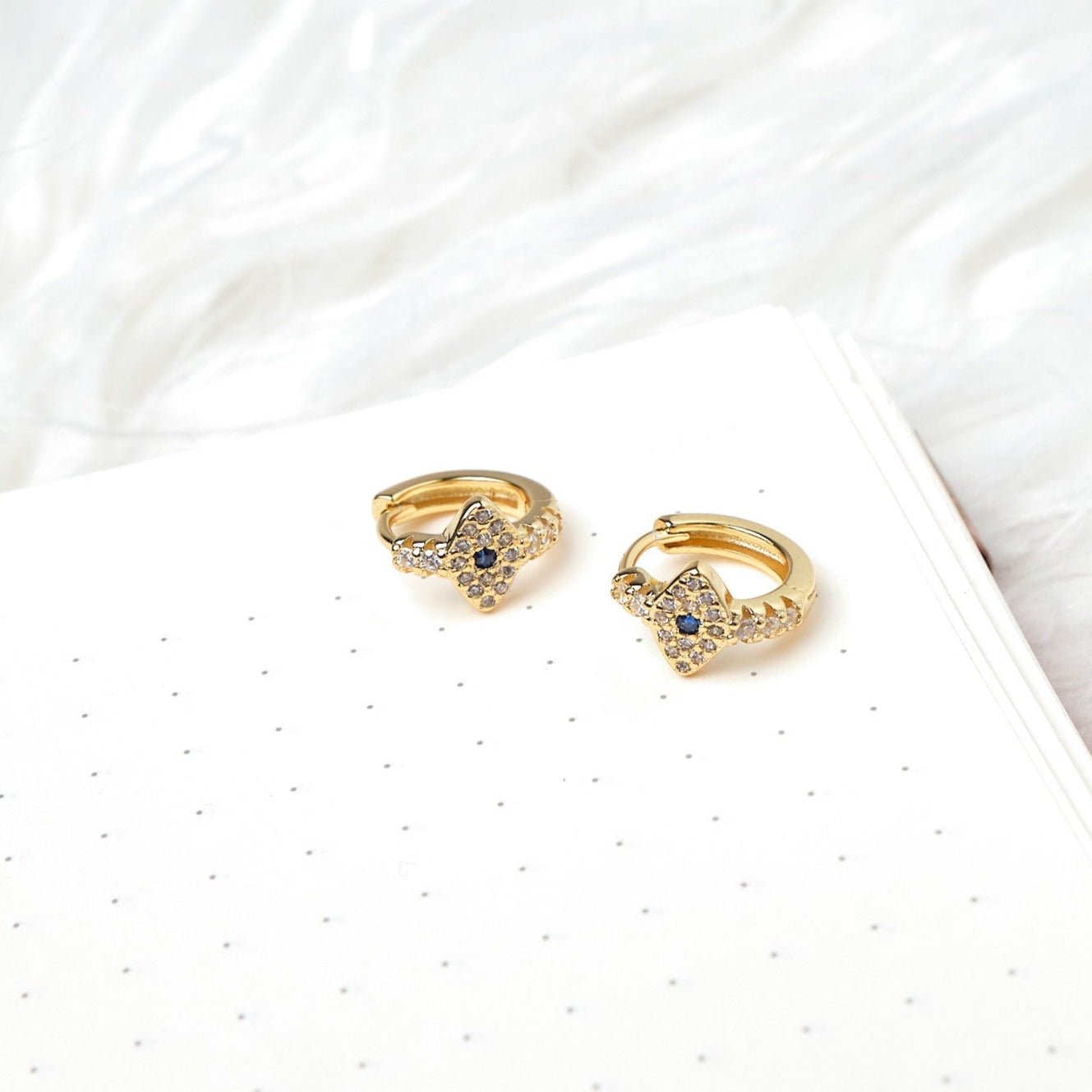 Argollas Ojo Turco - Azul - Gold - 9mm
