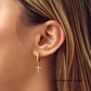 Pendientes Cruz - Cristal - Gold - 9mm