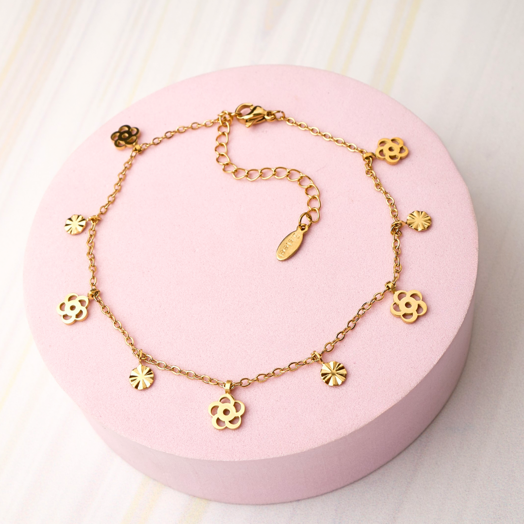 Tobillera Flores - Gold