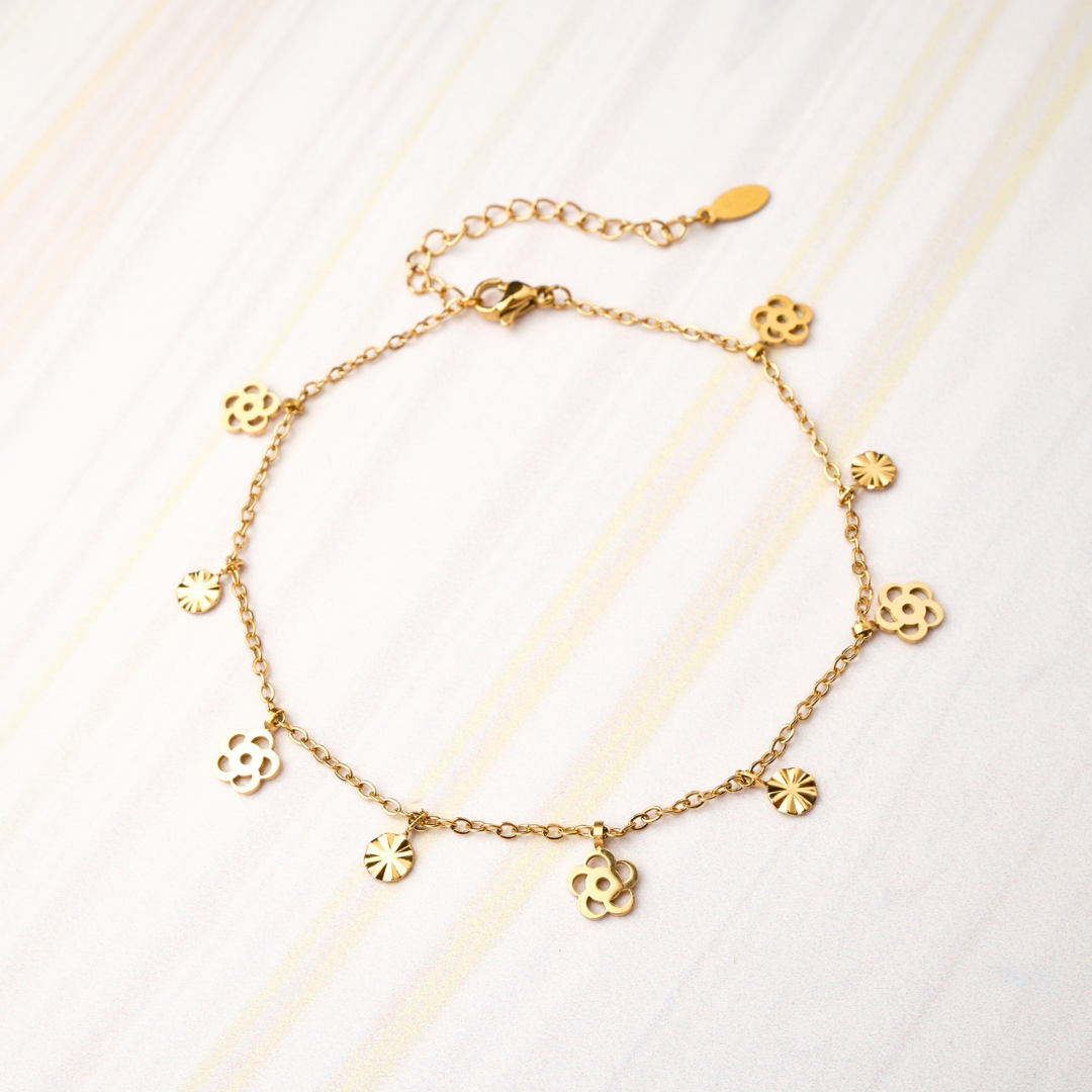 Tobillera Flores - Gold