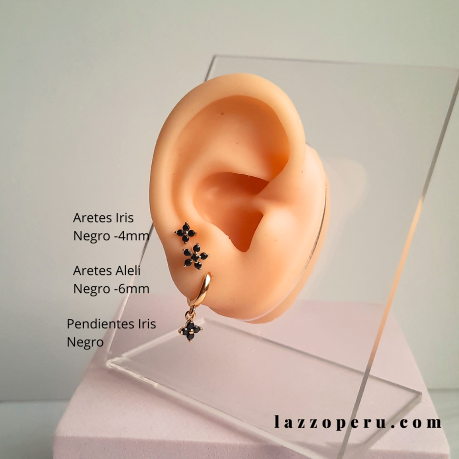 Pendientes Iris - Gold - 8mm -Negro