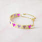 Pulsera Miyuki Corazones - Crema