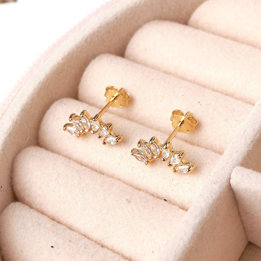 Aretes Singapur - Cristal - Gold - 11x3 mm
