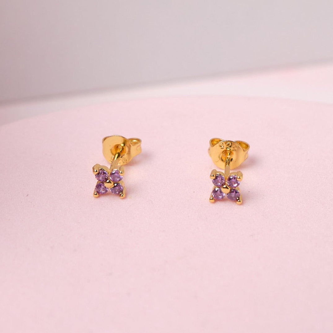 Aretes Iris - Gold - 4mm - Lila