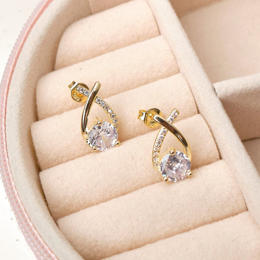 Aretes Ivette - Cristal - Gold - 14x8mm